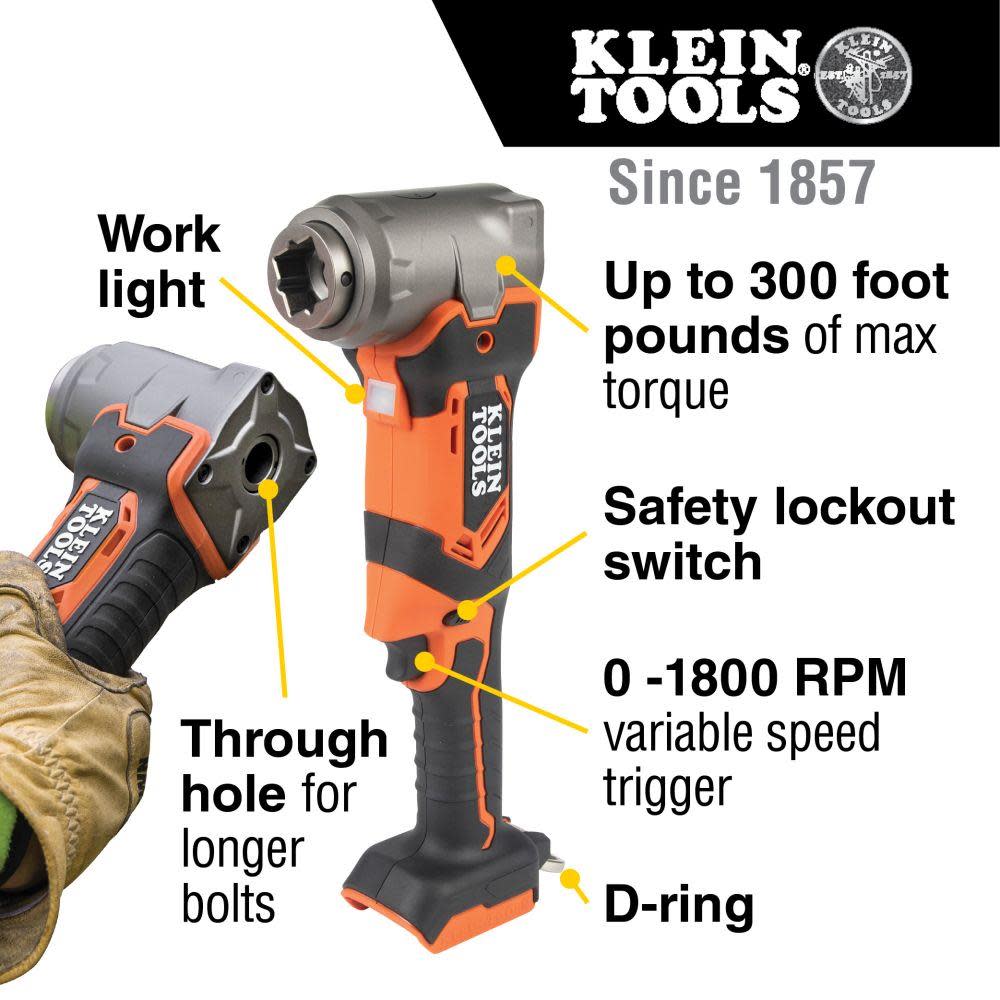 Klein Tools 90-Degree Right-Angle Lineman Impact Wrench Bare Tool - Ascmtools