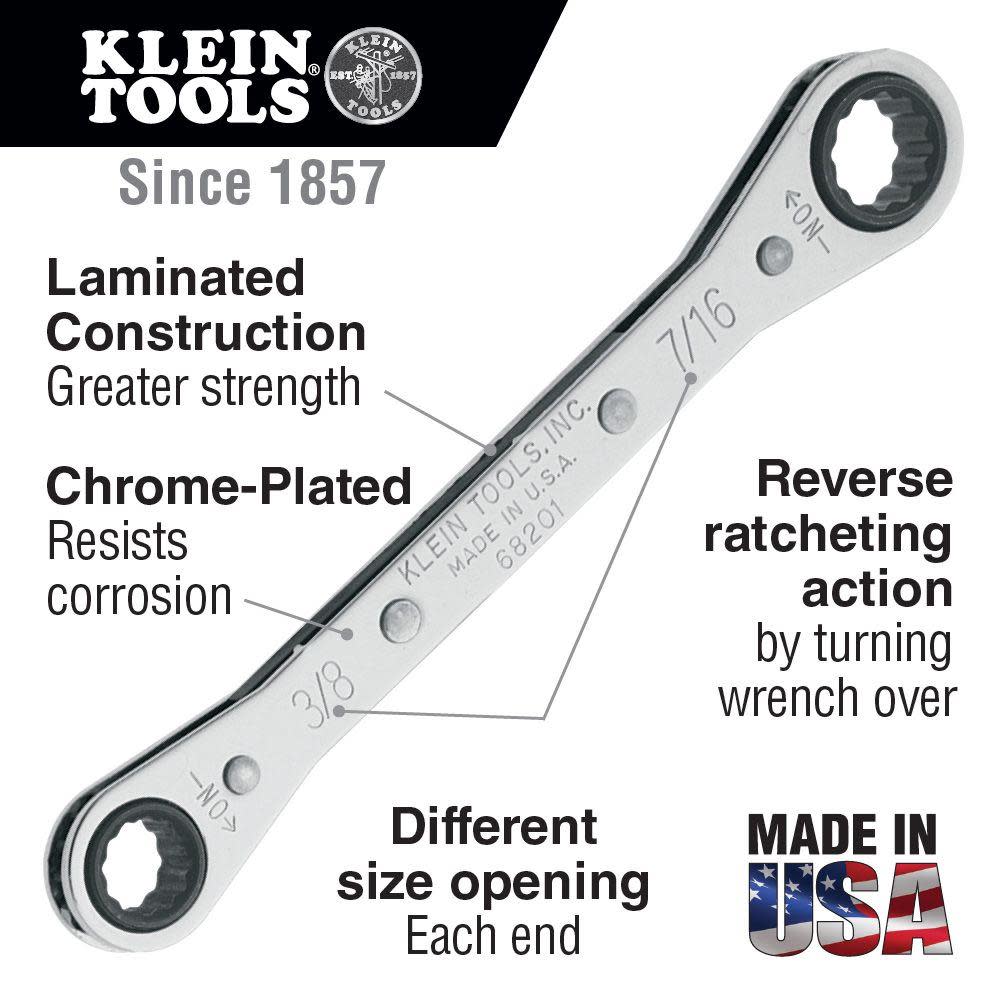 Klein Tools Ratcheting Box Wrench 5/8″ x 3/4″ - Ascmtools