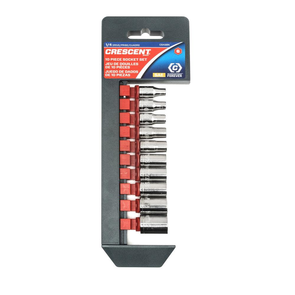 Crescent 10 pc 1/4 Drive 6 Point Standard SAE Socket Set” - Ascmtools