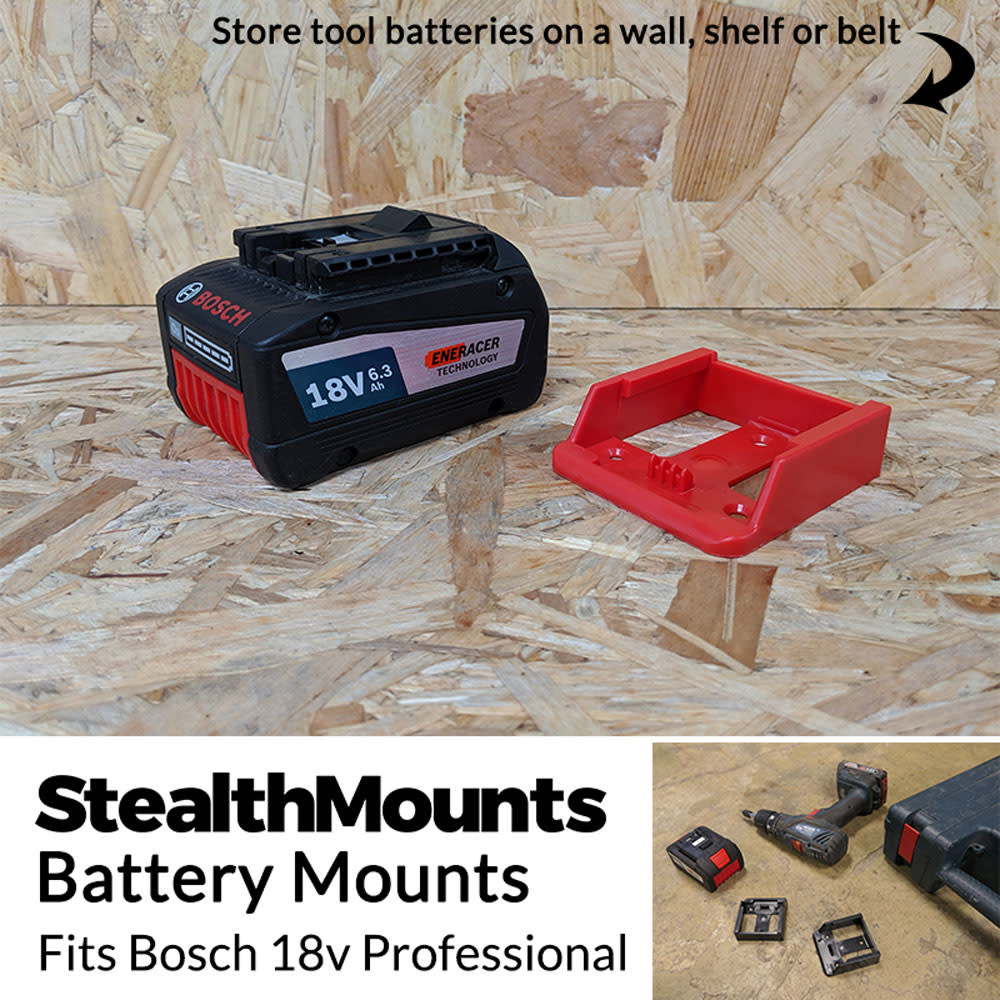 Stealthmounts Battery Mount Bosch 18V Red 6pk - Ascmtools