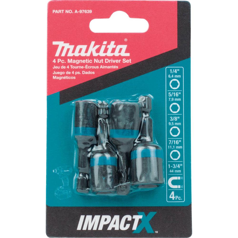 Makita Impact X 4 Pc. 1-3/4 Magnetic Nut Driver Set - Ascmtools