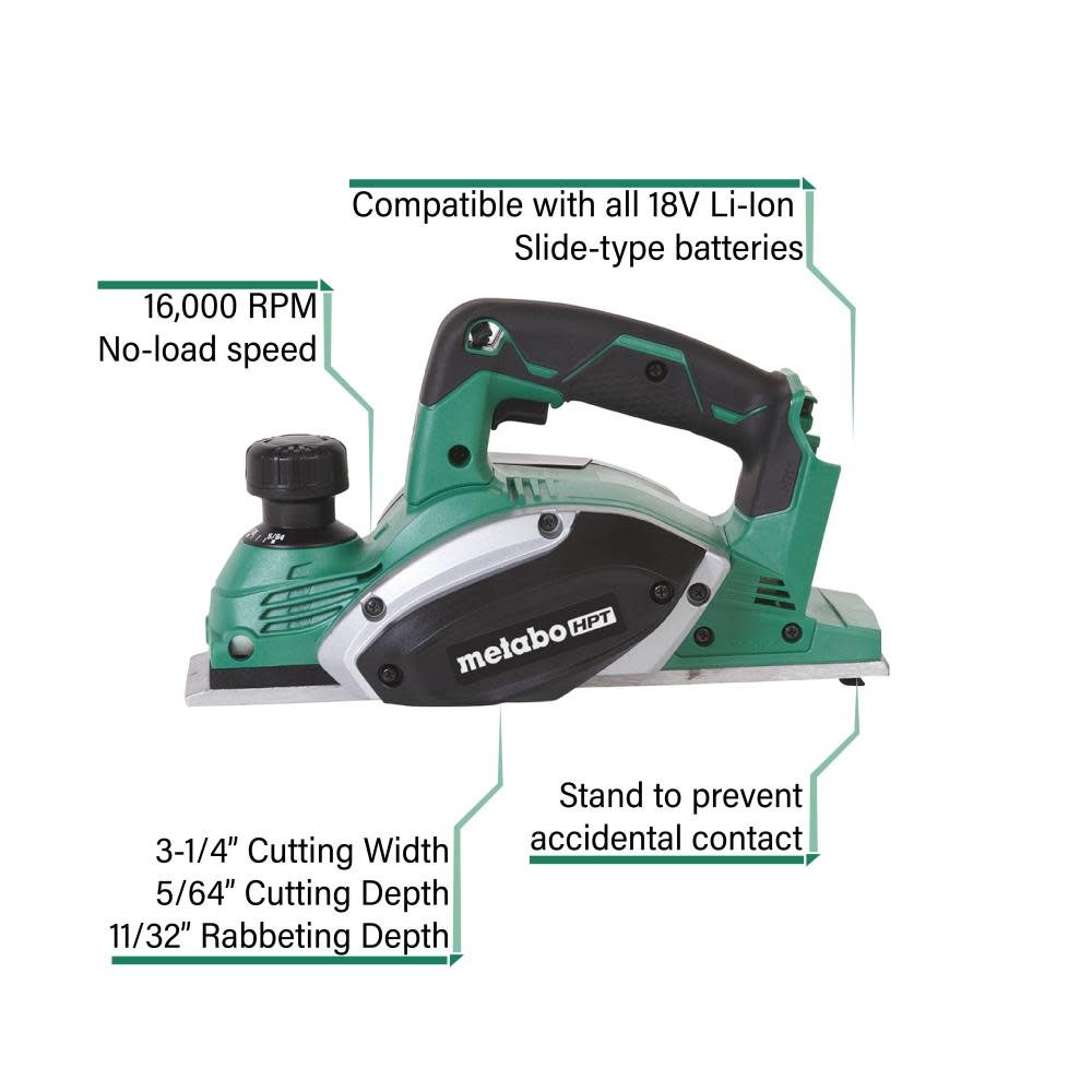Metabo HPT 18V Cordless Li-Ion 3-1/4″ Planer (Bare Tool) - Ascmtools