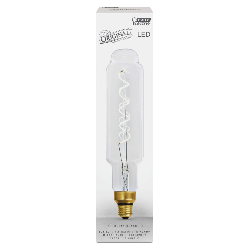Feit Electric 60W 2000K Dimmable Filament Bottle LED Bulb 1Pack - Ascmtools