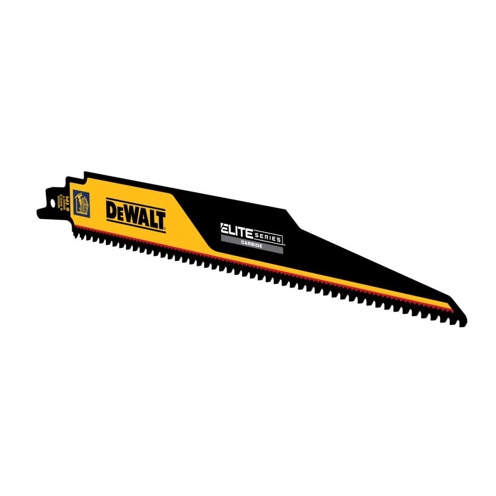 DEWALT ELITE SERIES Reciprocating Saw Blade 1pk Carbide Tipped 9″ 6 TPI Demolition - Ascmtools