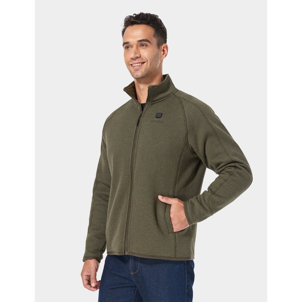 ORORO Mens Army Green Heated Fleece Jacket Kit Large - Ascmtools