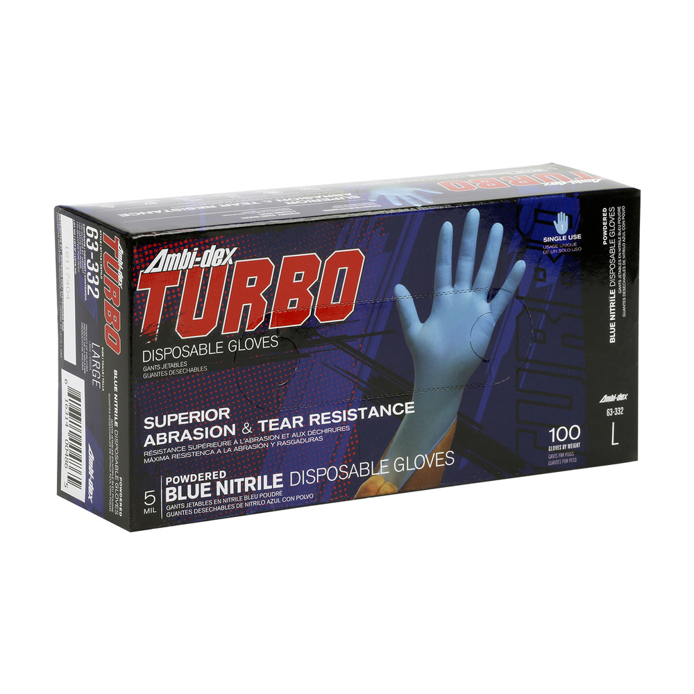 Protective Industrial Products Ambi-dex Turbo Disposable Nitrile 5 mil Blue Powdered 100 pcs/box S - Ascmtools
