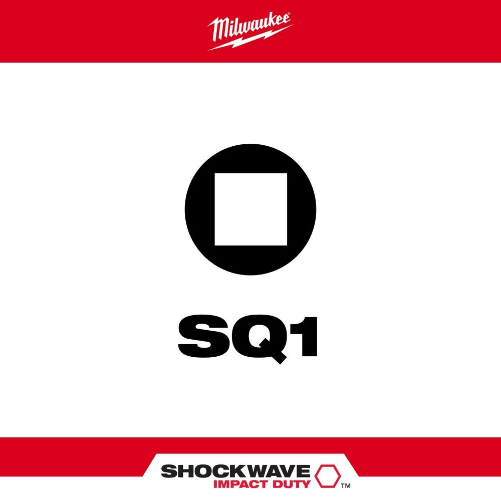 Milwaukee SHOCKWAVE 3.5 in. SQ1 Impact Driver Bits 5PK - Ascmtools