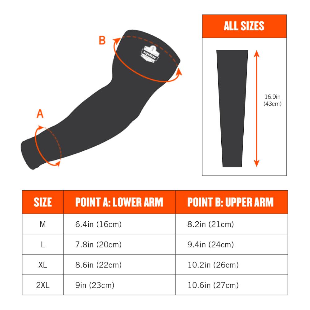 Ergodyne Chill Its 6690 Black Cooling Arm Sleeves XL - Ascmtools