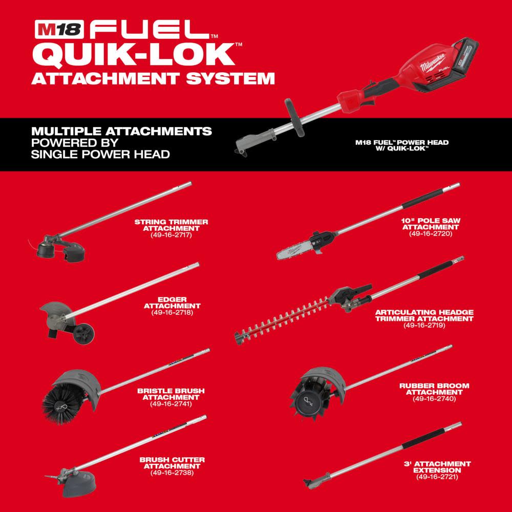 Milwaukee M18 FUEL QUIK-LOK 10 in. Pole Saw Attachment - Ascmtools