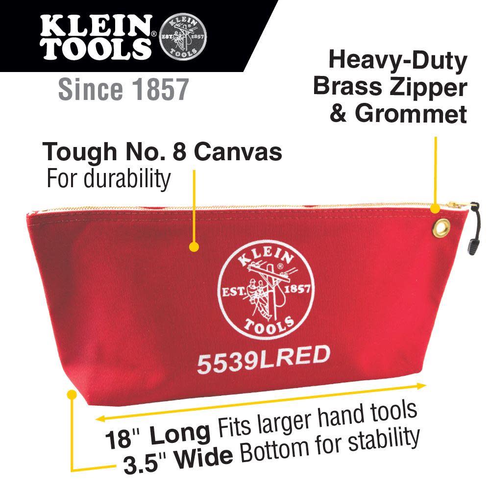 Klein Tools Canvas Tool Bag with Zipper Red - Ascmtools