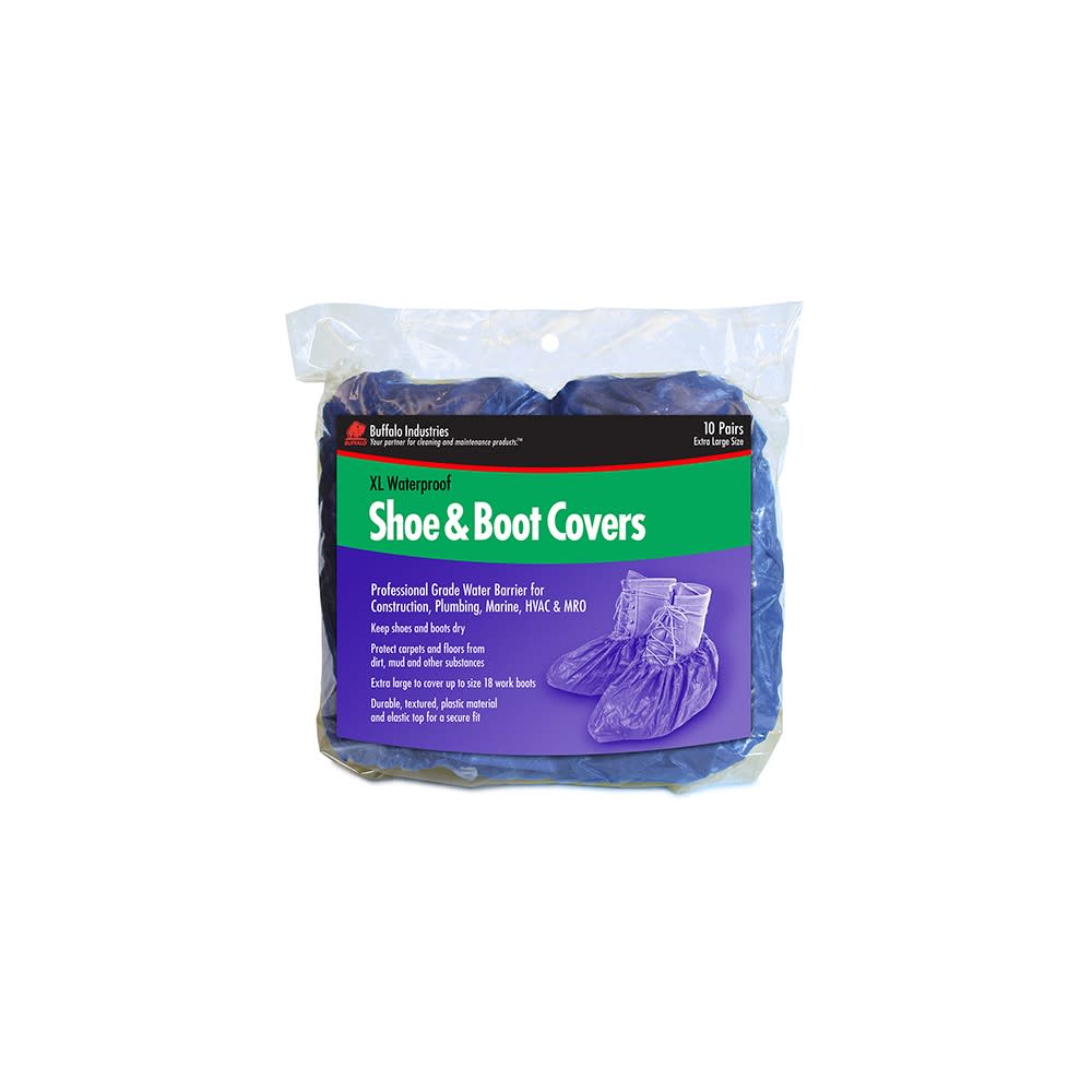 Buffalo Industries X Large Waterproof Shoe & Boot Cover 10 Pairs Per Bag - Ascmtools