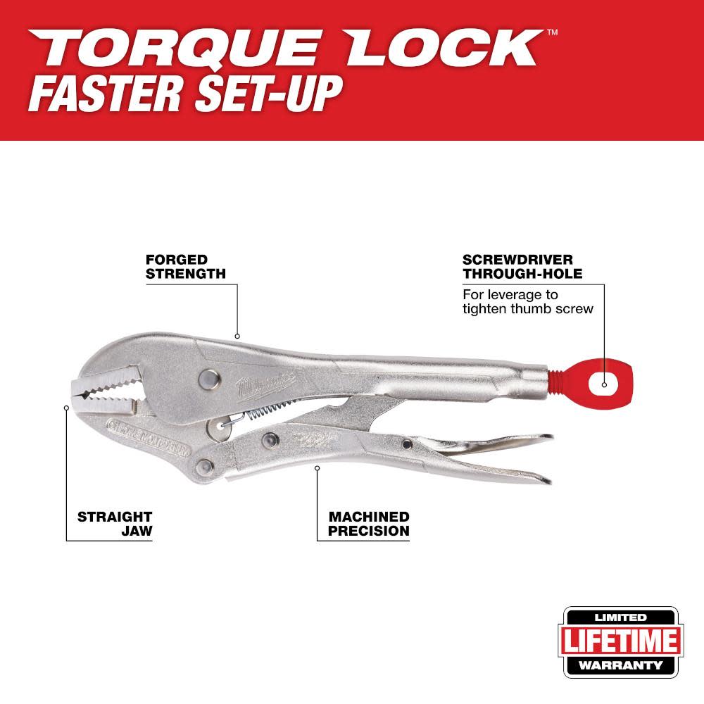 Milwaukee 10 in. TORQUE LOCK Straight Jaw Locking Pliers - Ascmtools