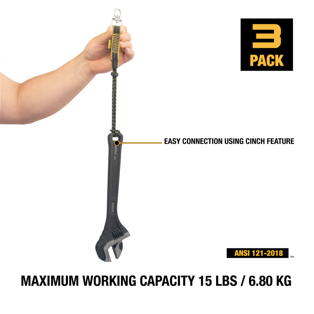 DEWALT Elastic Tool Attachment with Swiveling D Ring 3pk - Ascmtools