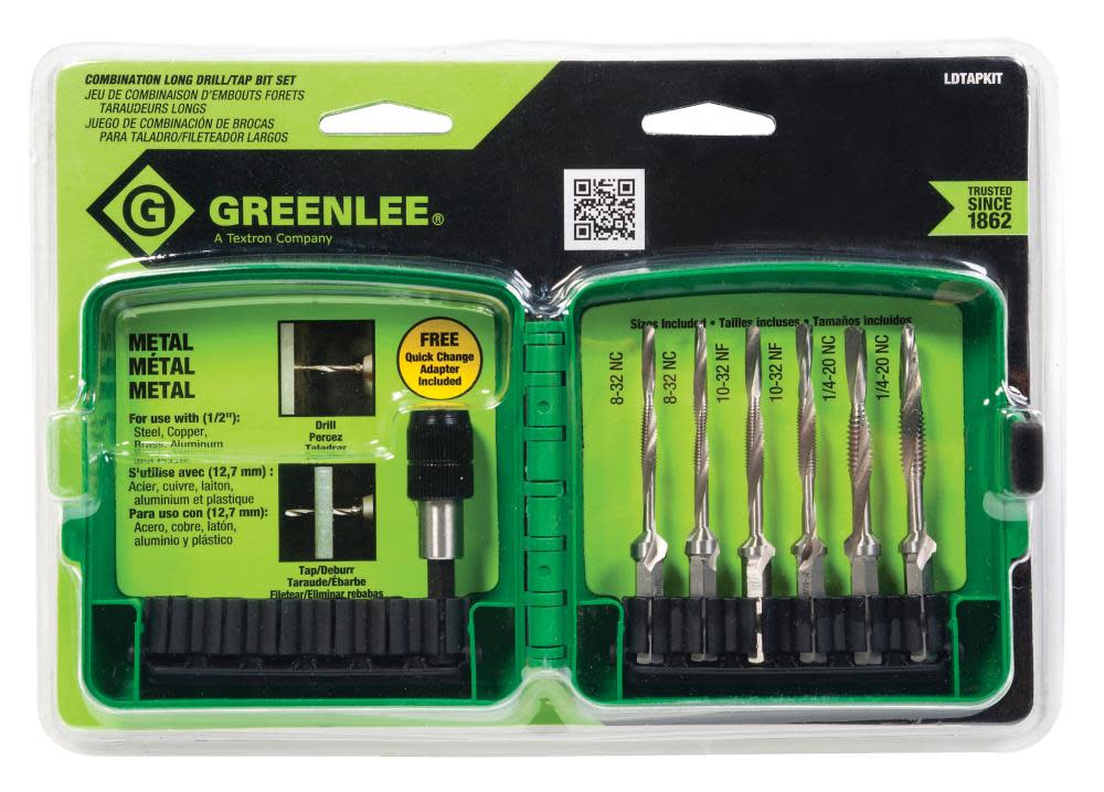 Greenlee 6 Piece Extended DTAP Kit Long Drill/Tap - Ascmtools