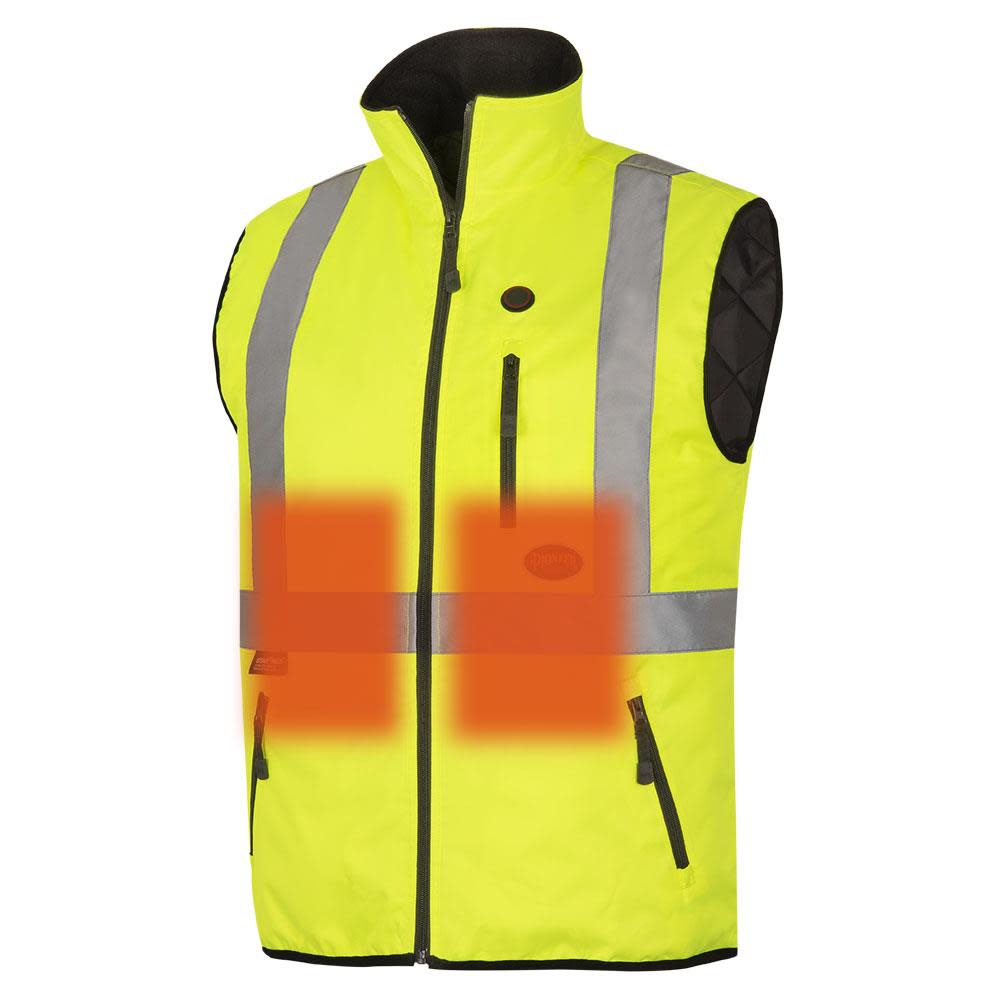 Pioneer 5418U Hi Vis Heated Safety Vest Yellow Green Medium - Ascmtools