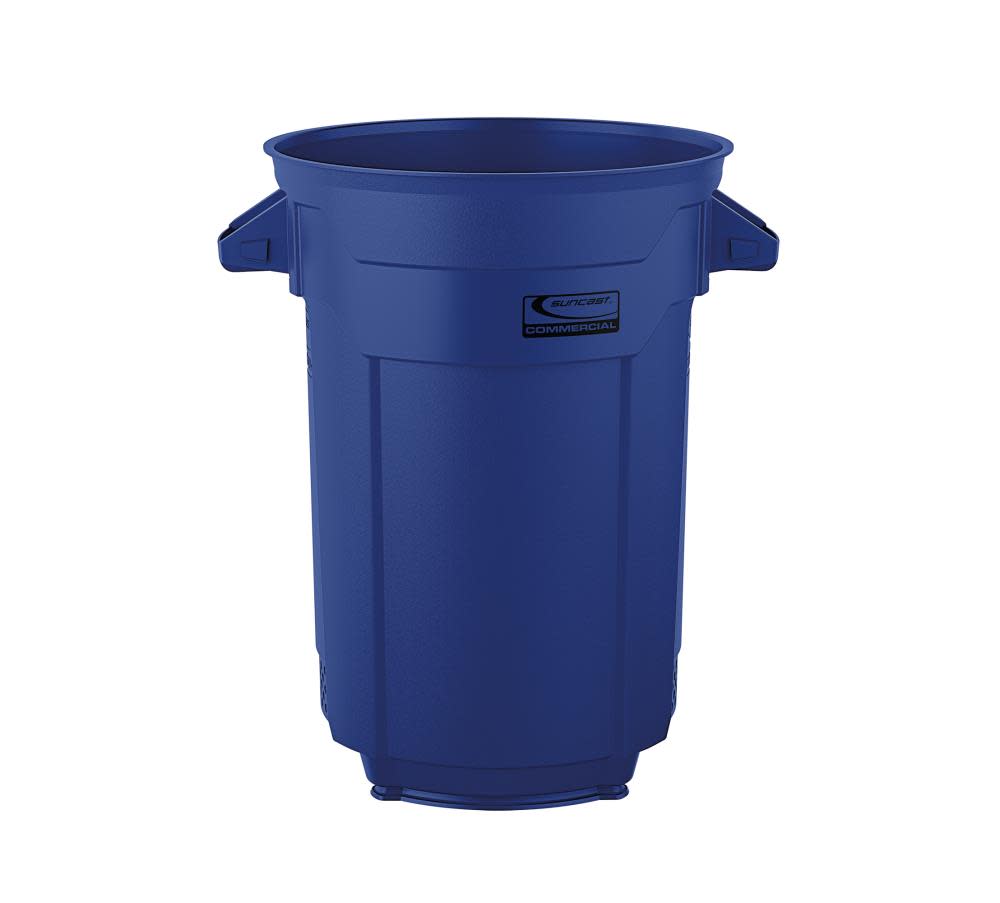 Suncast Plastic Utility Trash Can – 32 Gallon Blue - Ascmtools