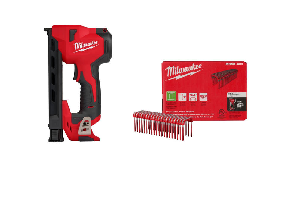 Milwaukee M12 Cable Stapler Bare Tool with 1″ Staples 600qty Bundle - Ascmtools