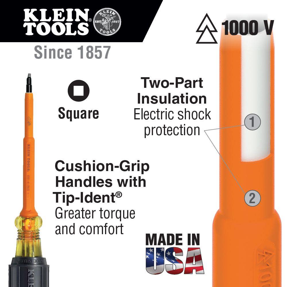 Klein Tools #2 Insulated Screwdriver 7″ Shank - Ascmtools