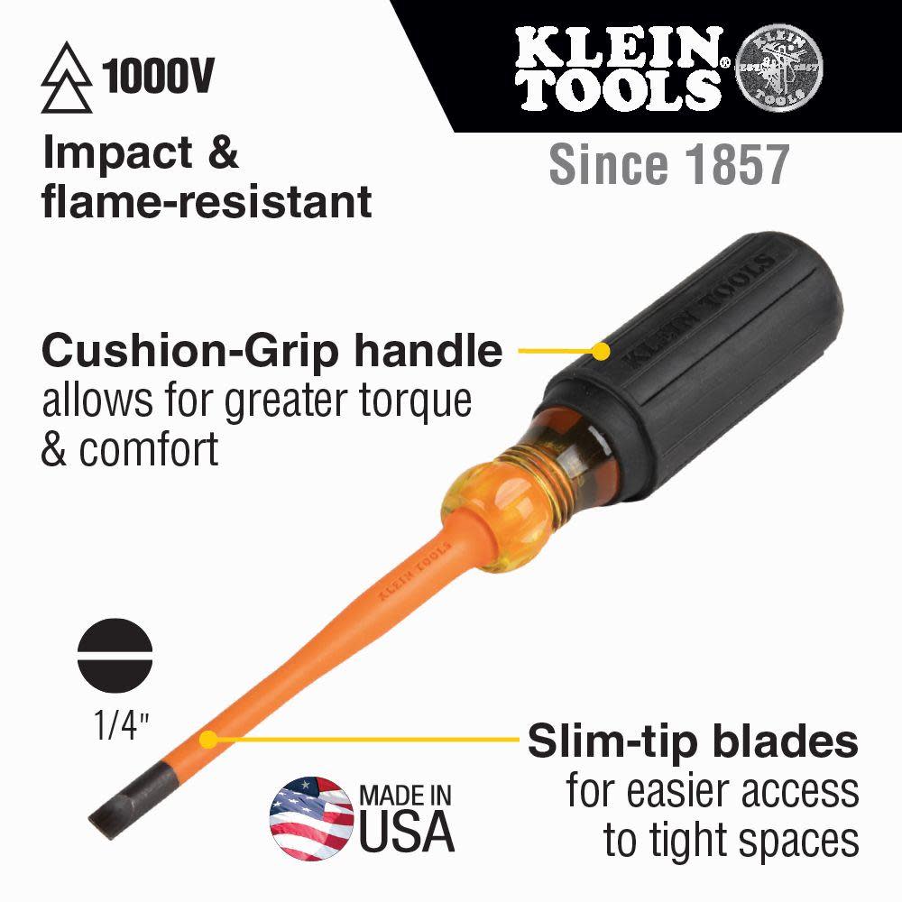Klein Tools Slim-Tip Insulated Screwdriver 1/4 - Ascmtools