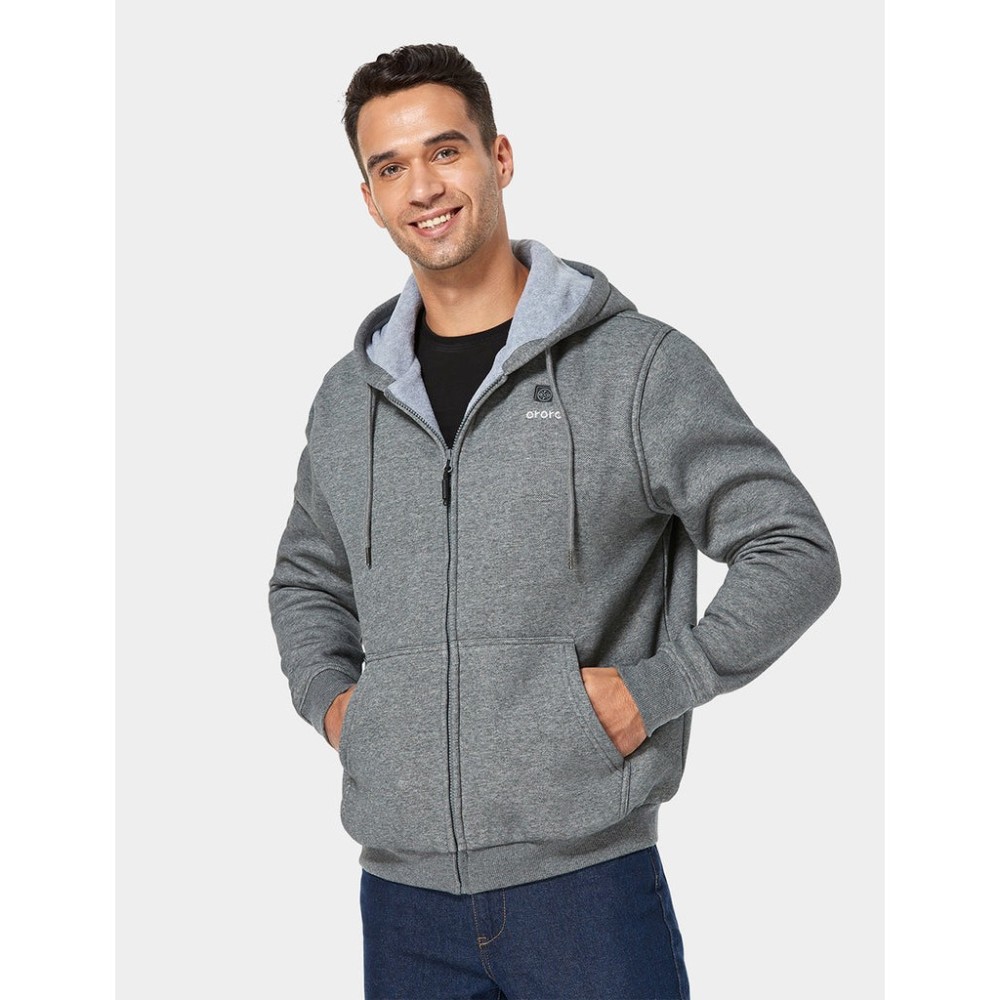 ORORO Unisex Flecking Gray Heated Fleece Hoodie Kit XS - Ascmtools