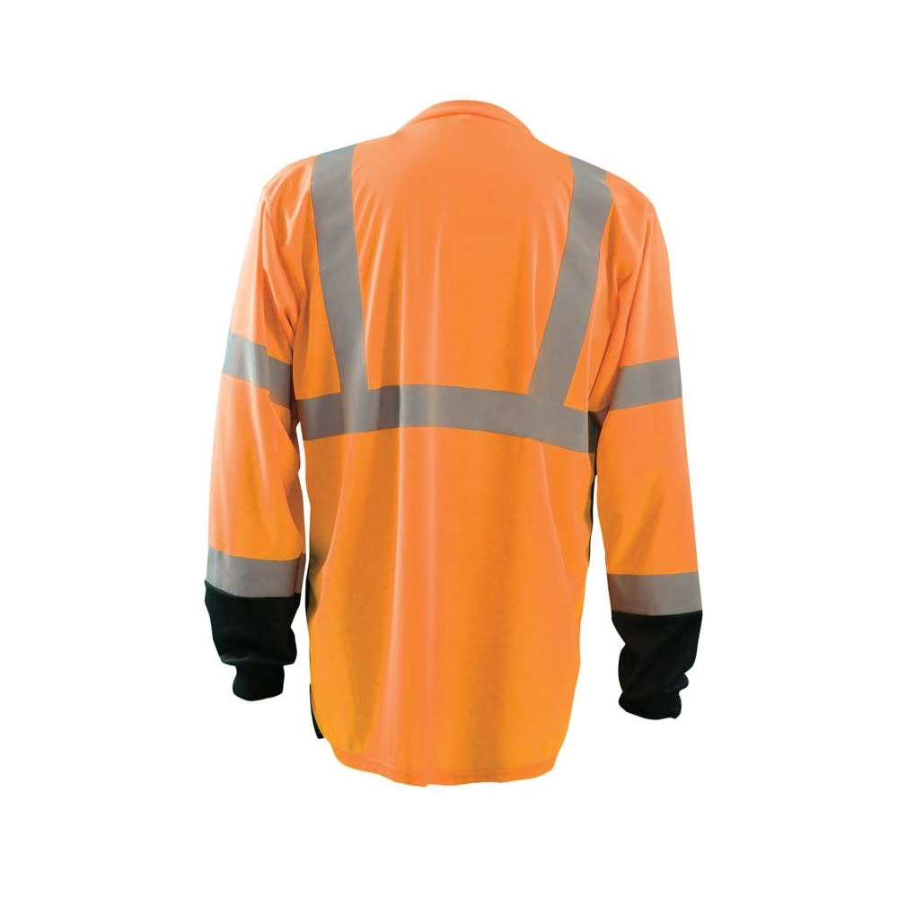 Occunomix Hi-Vis Orange Black Bottom Wicking Birdseye Shirt Long Sleeve XL - Ascmtools