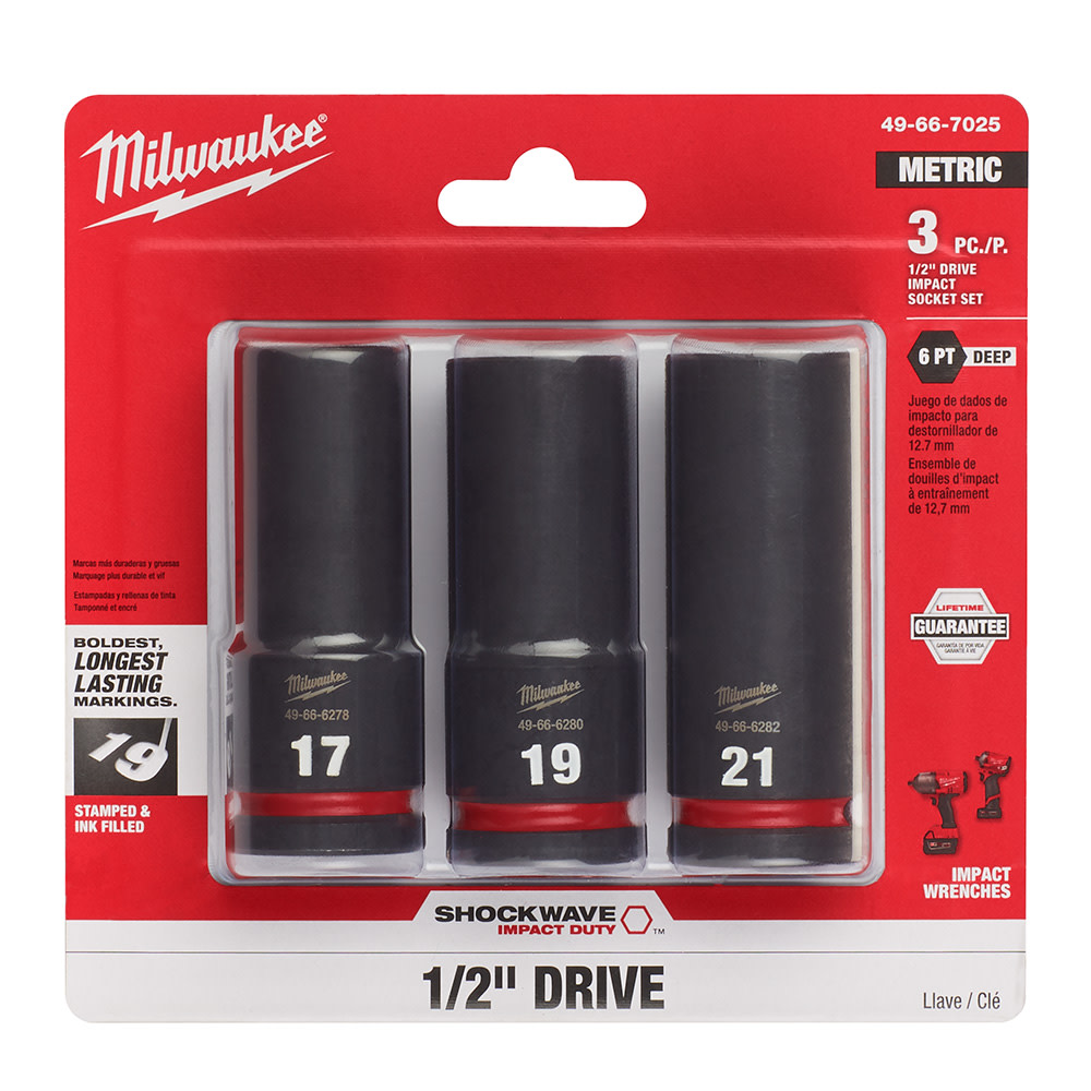 Milwaukee Impact Socket 1/2″ Drive Metric 6 Point 3pc - Ascmtools