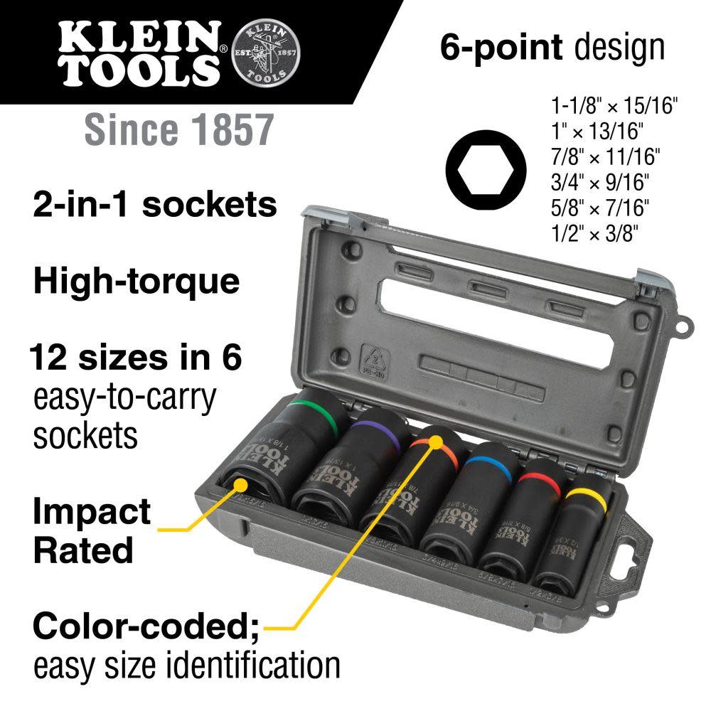 Klein Tools 2-in-1 Socket Set 6 Point 6pc - Ascmtools