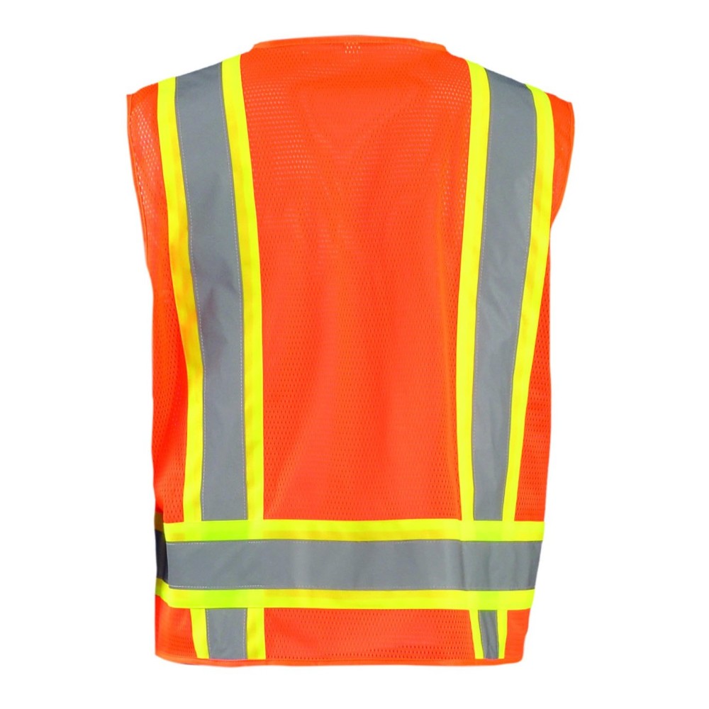 Occunomix Surveyor Safety Vest Orange Class 2 High Visibility Two-Tone Mesh Medium - Ascmtools