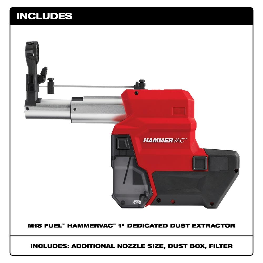 Milwaukee M18 FUEL HAMMERVAC 1″ Dedicated Dust Extractor - Ascmtools