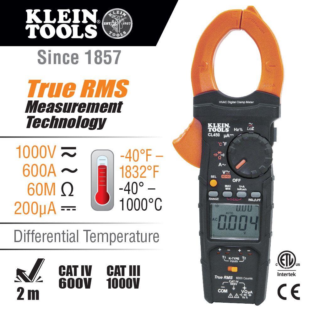 Klein Tools HVAC Clamp Meter Differential Temp - Ascmtools