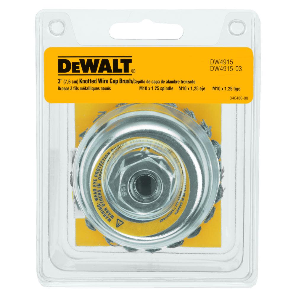 DEWALT 3-in Knotted Cup Wire Brush with 10 mm x 1.25-in Arbor - Ascmtools