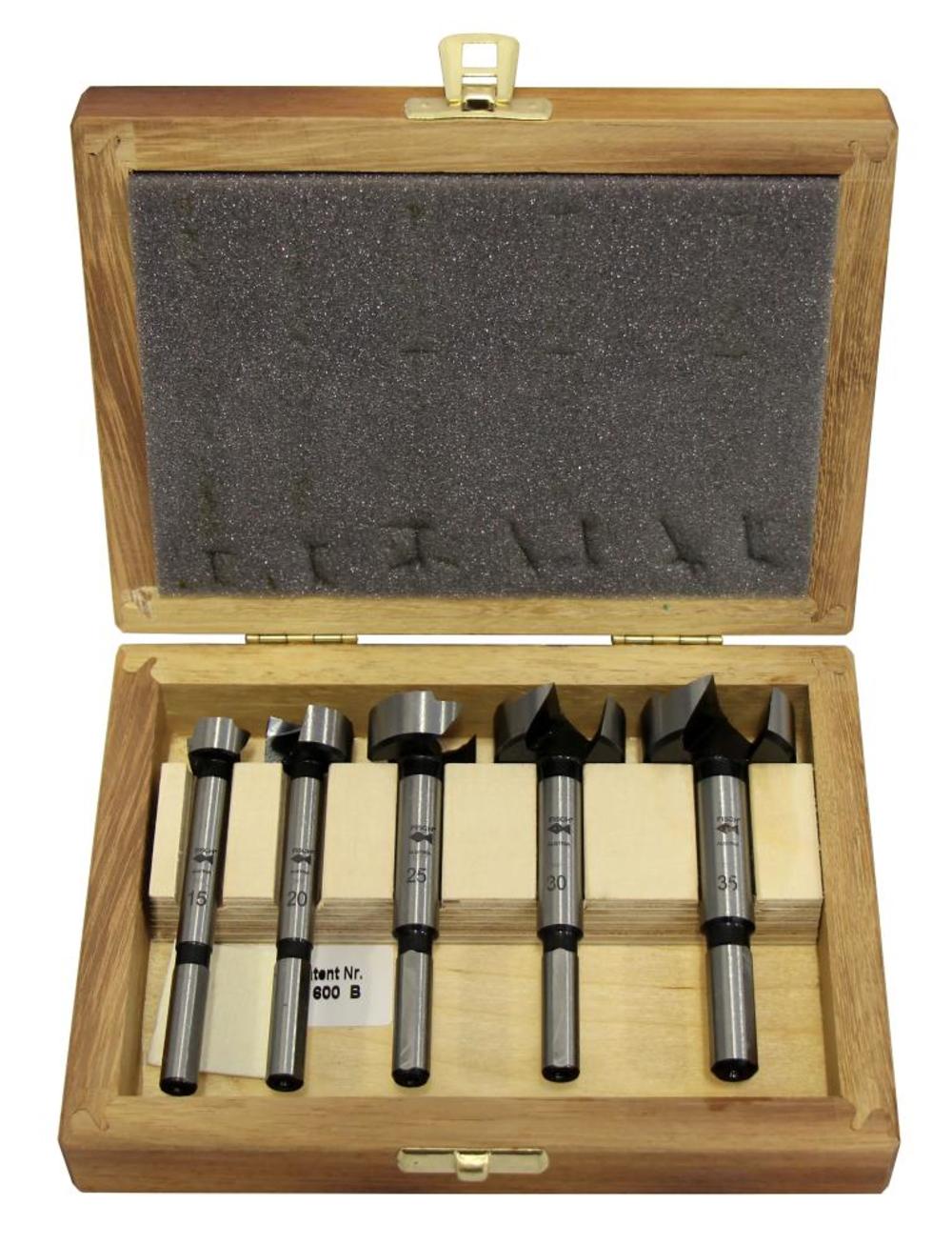 Fisch 5 pc Wood Box Metric Forstner Bit Set - Ascmtools