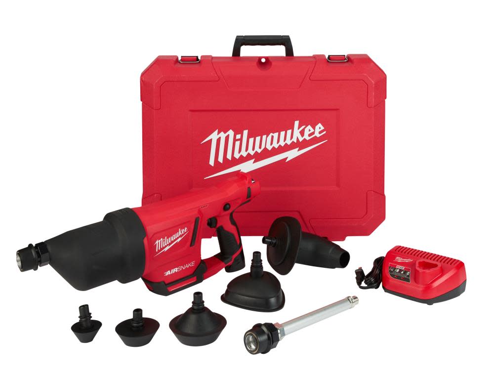 Milwaukee M12 AIRSNAKE Drain Cleaning Air Gun Kit - Ascmtools