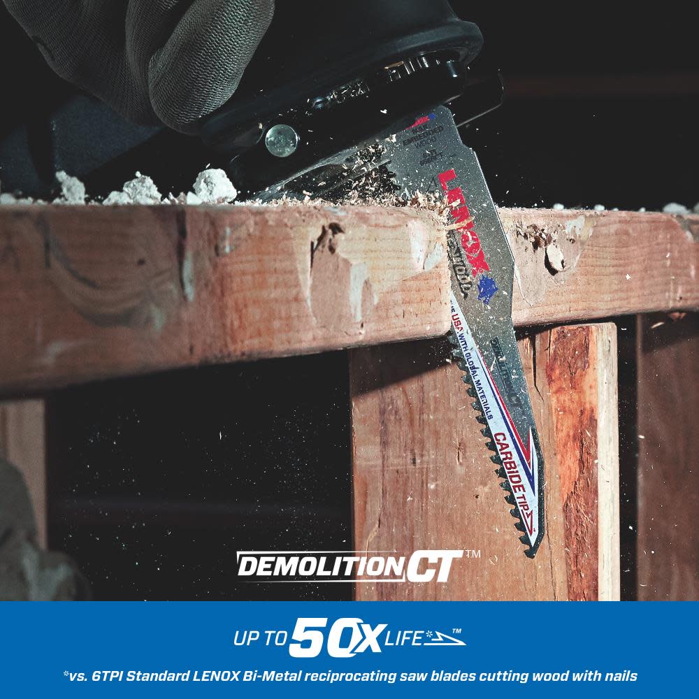Lenox Reciprocating Saw Blades Demolition CT 9″ 6 TPI Wood/Nail Embedded Cutting 3pk - Ascmtools