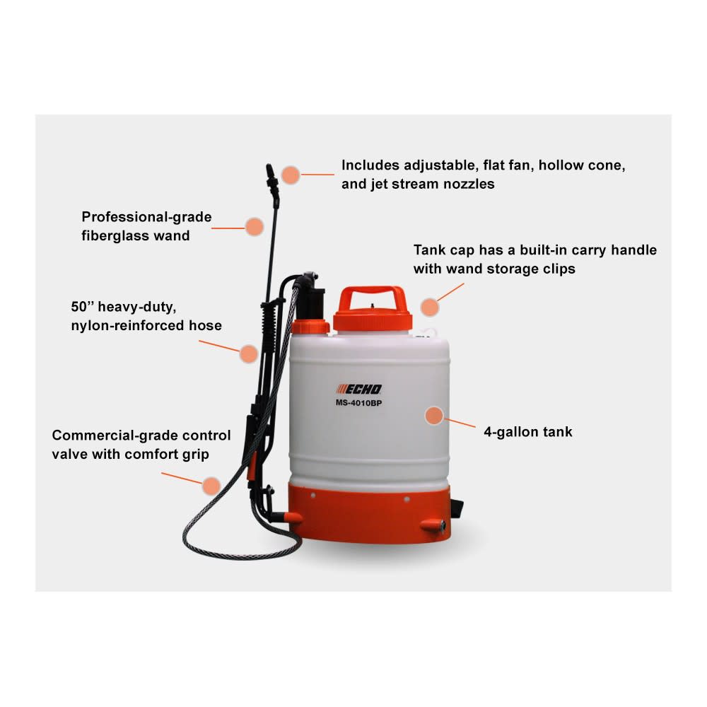Echo 4 Gallon 90 PSI Backpack Manual Sprayer - Ascmtools
