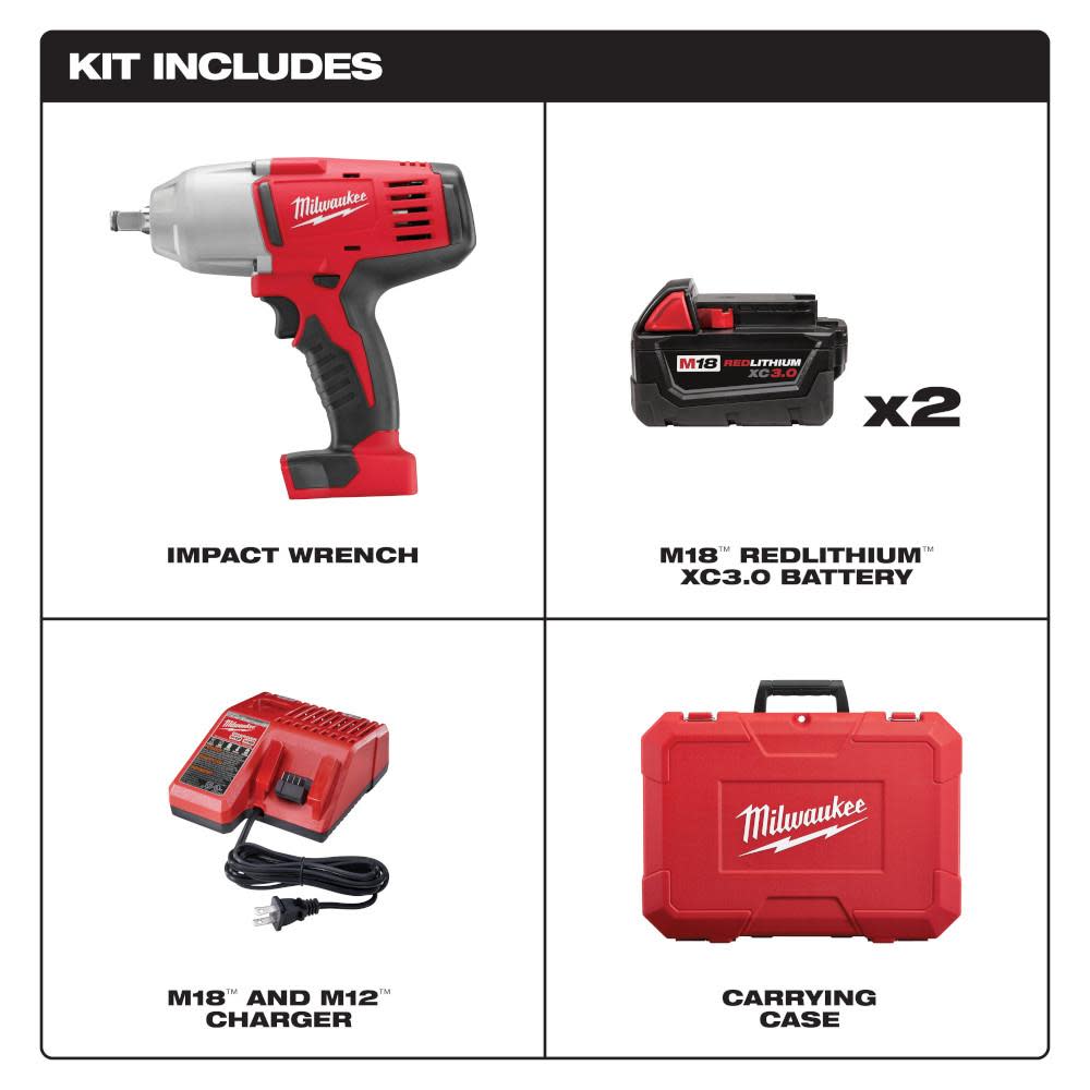 Milwaukee M18 1/2″ High Torque Impact Wrench with Friction Ring Kit - Ascmtools
