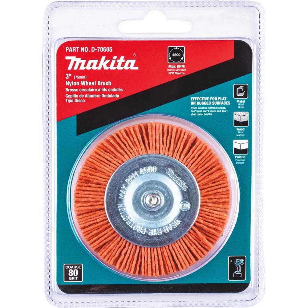 Makita 3″ Nylon Wheel Brush Coarse 80 Grit - Ascmtools