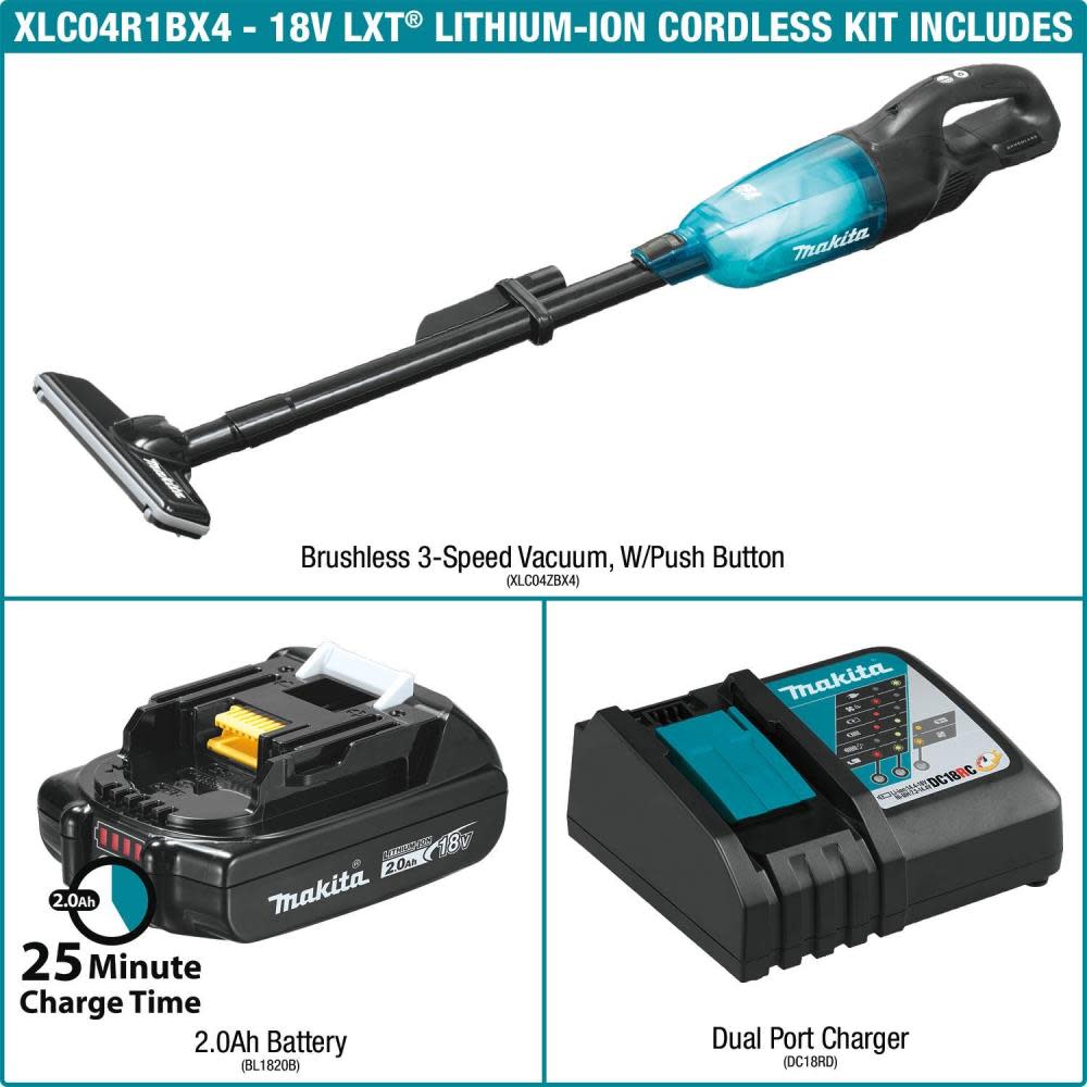 Makita 18V LXT Compact Vacuum Kit with Push Button - Ascmtools