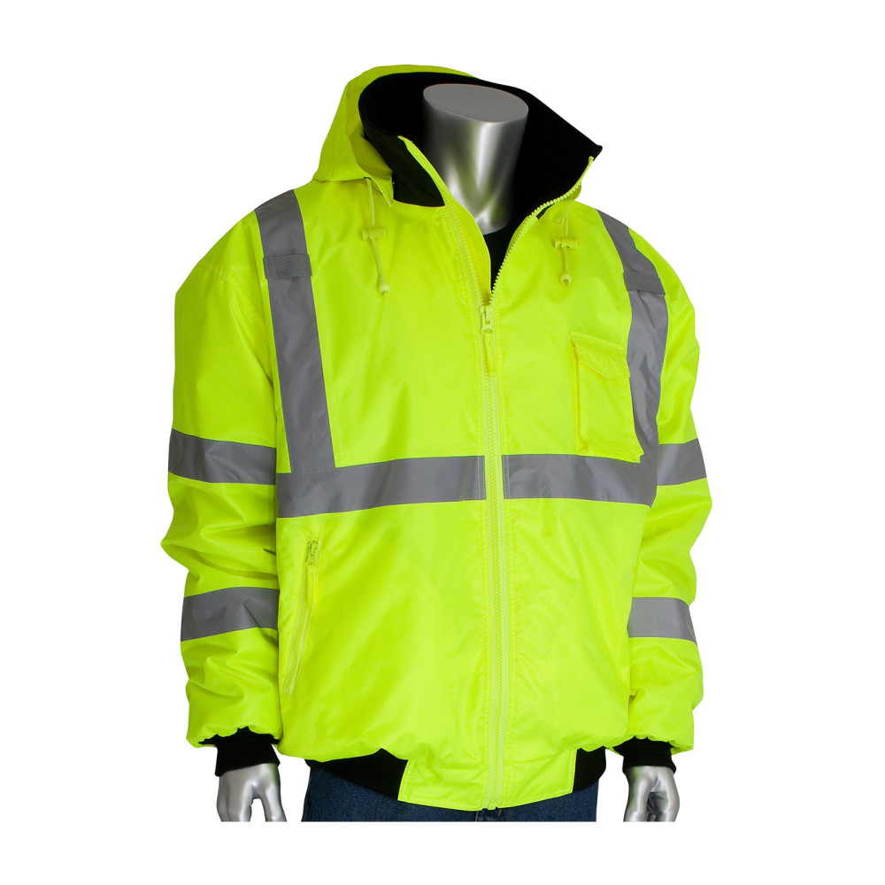Protective Industrial Products ANSI R3 Bomber Jacket Hi Vis Lime Yellow Small - Ascmtools