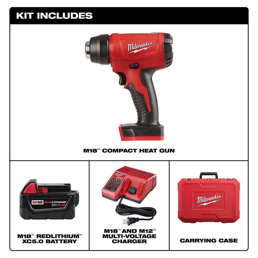 Milwaukee M18 Compact Heat Gun Kit - Ascmtools