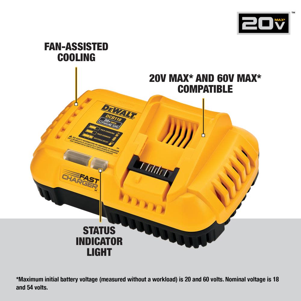 DEWALT FLEXVOLT 20V MAX* Fan Cooled Fast Charger - Ascmtools