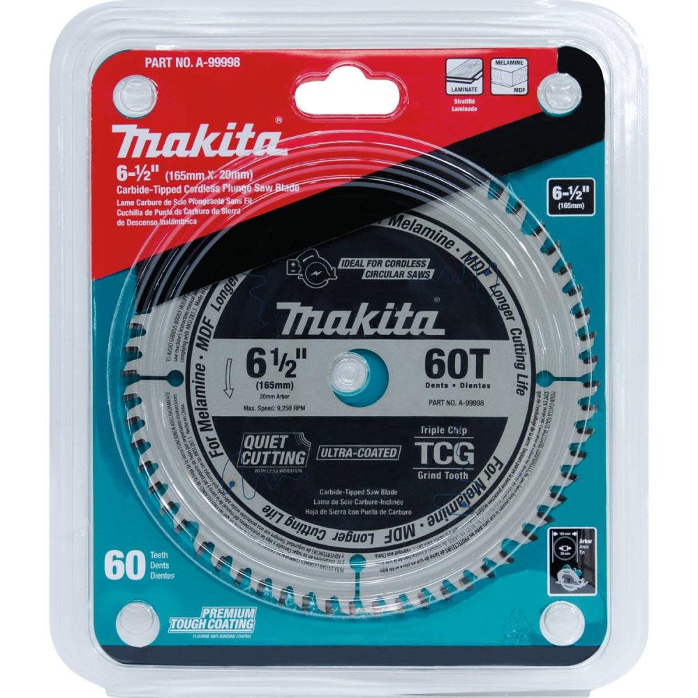 Makita 6-1/2″ 60T (TCG) Carbide-Tipped Cordless Plunge Saw Blade - Ascmtools