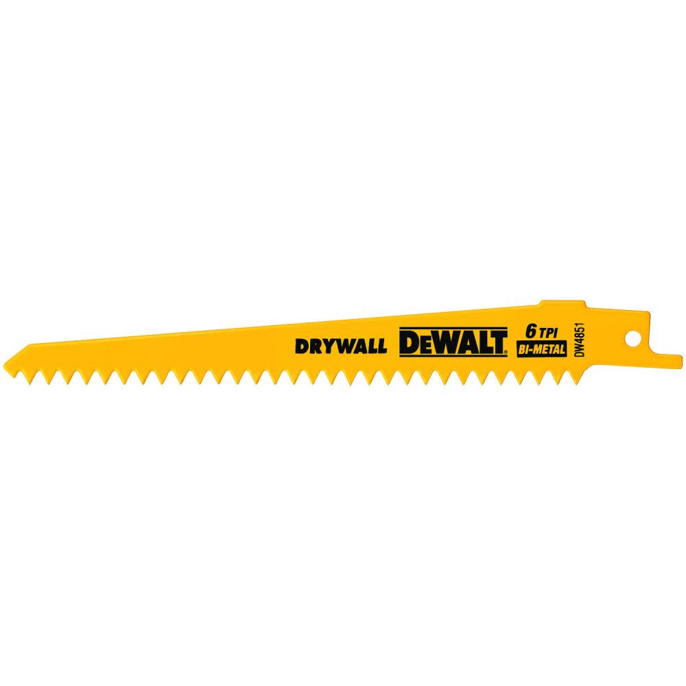 DEWALT 6-in 6TPI Plaster Cutting Bi-Metal Reciprocating Saw Blade (5 pack) - Ascmtools