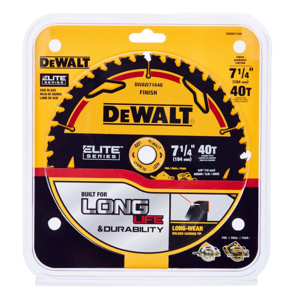 DEWALT Elite Series Blister Circular Saw Blade 7 1/4″ 40T - Ascmtools