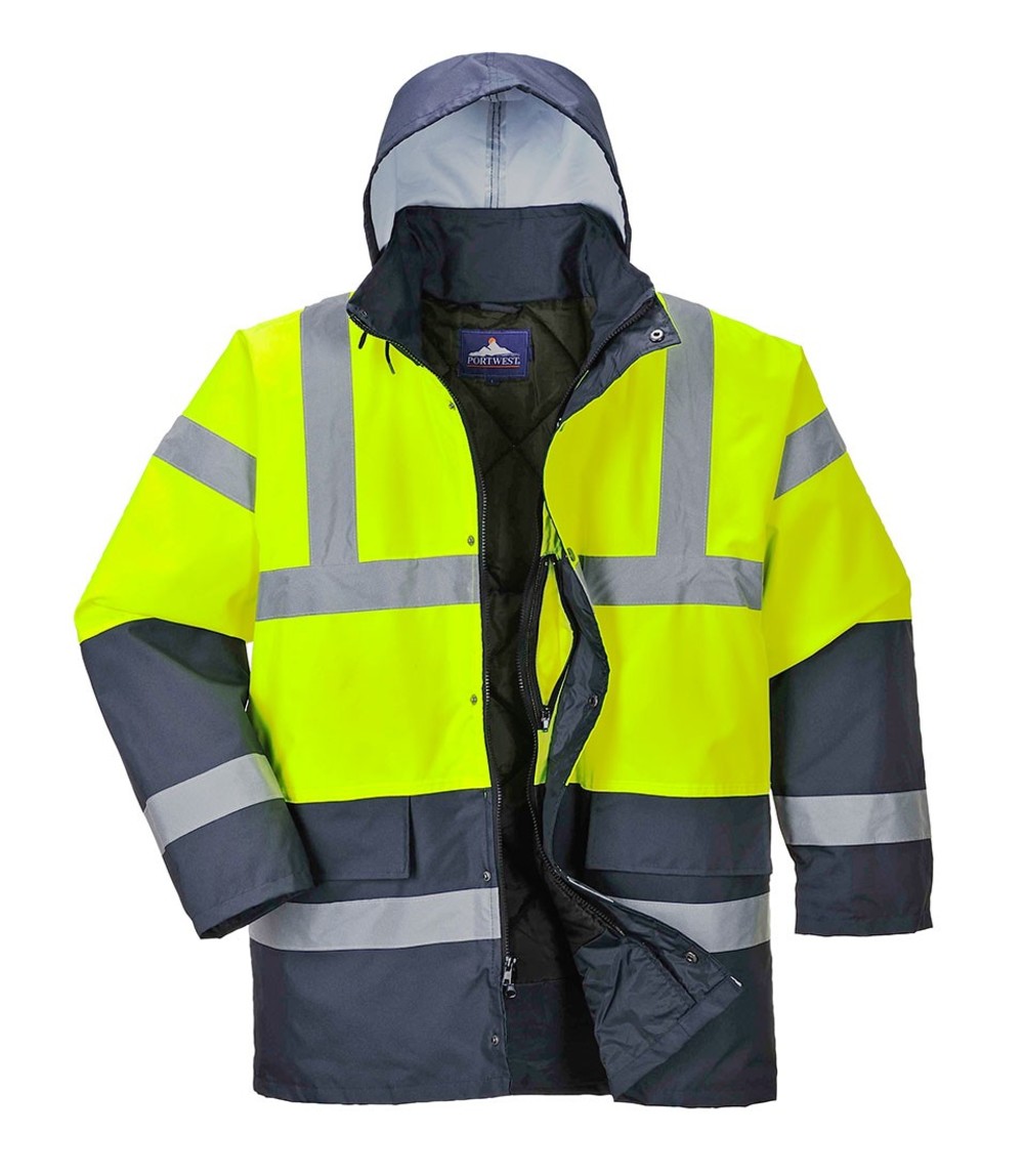 Portwest Yellow and Black Hi-Vis Contrast Traffic Jacket – 6XL - Ascmtools