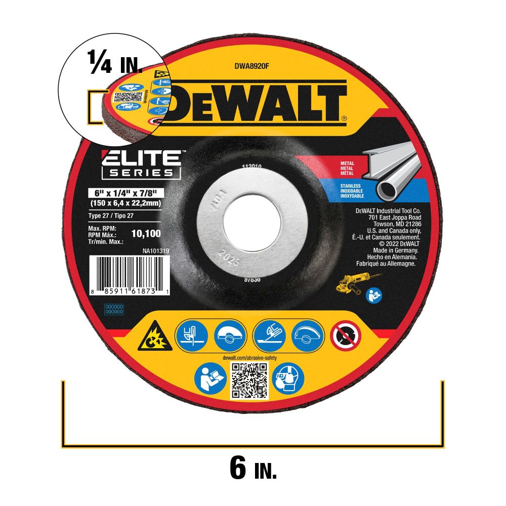 DEWALT XP Ceramic Grinding Wheel 6 X 1/4 X 7/8 - Ascmtools