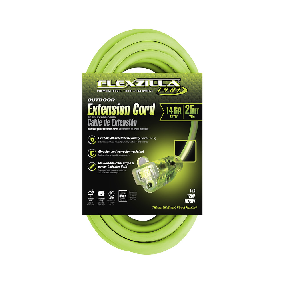 Flexzilla 25 ft. Pro Extension Cord 14/3 AWG - Ascmtools