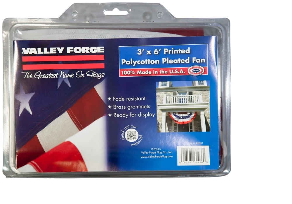Valley Forge Flag 3 Ft. Width x 6 Ft. Height Stars & Stripes Full-Fan Flag - Ascmtools
