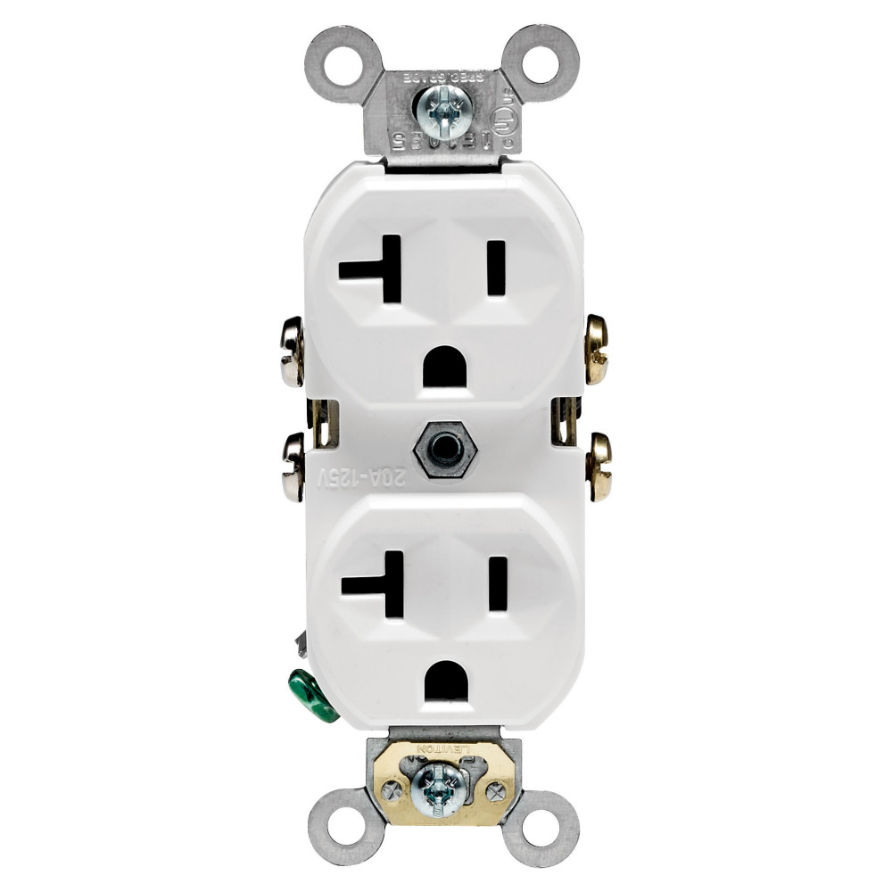 Leviton 20A 125V White Indented Face Duplex Receptacle Outlet 10pk - Ascmtools