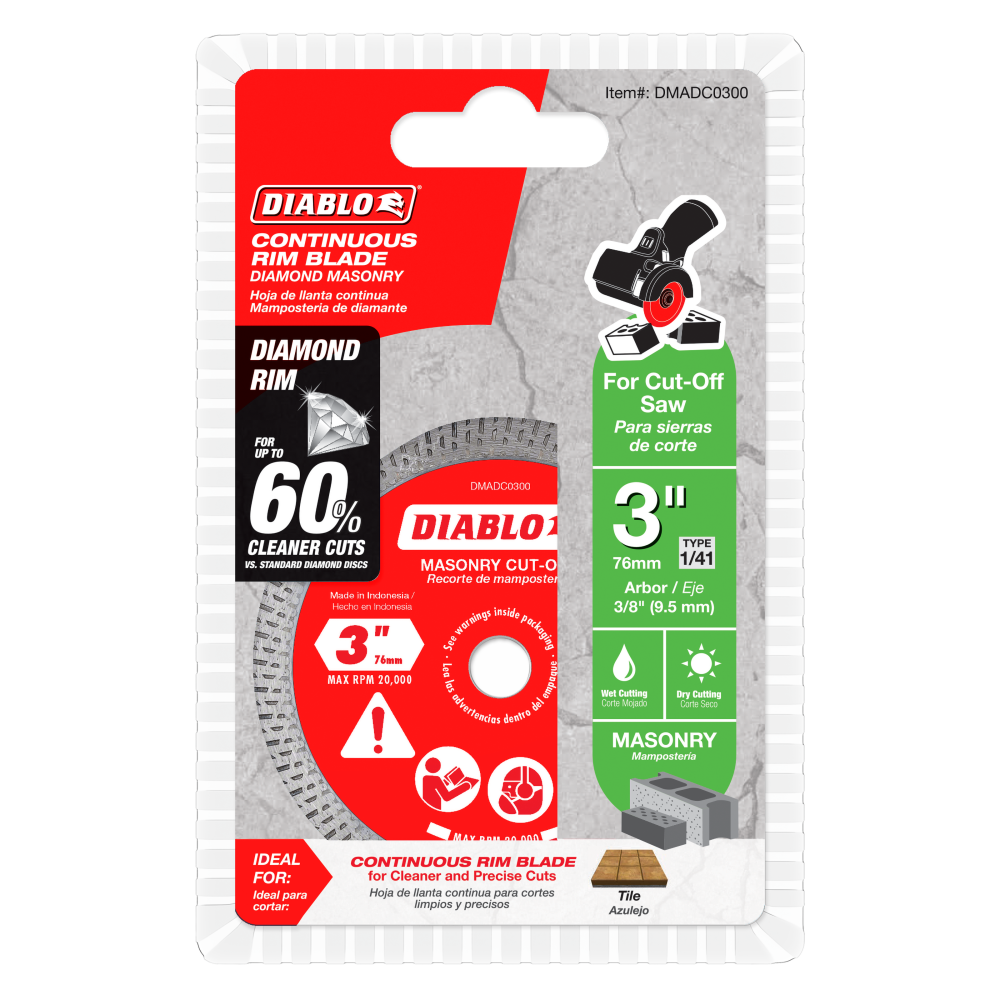 Diablo Tools 3″ Diamond Continuous Rim Cut Off Discsfor Masonry - Ascmtools